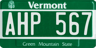VT license plate AHP567