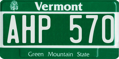 VT license plate AHP570