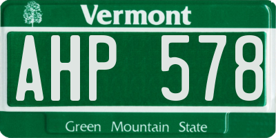 VT license plate AHP578