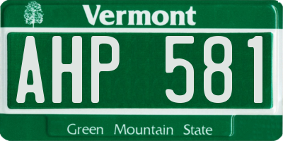 VT license plate AHP581