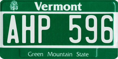 VT license plate AHP596