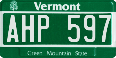 VT license plate AHP597