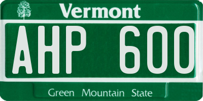 VT license plate AHP600