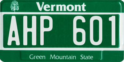 VT license plate AHP601
