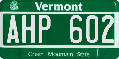 VT license plate AHP602