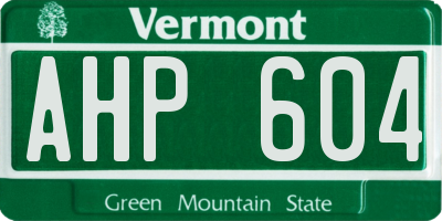 VT license plate AHP604