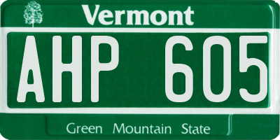 VT license plate AHP605