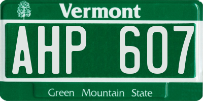 VT license plate AHP607