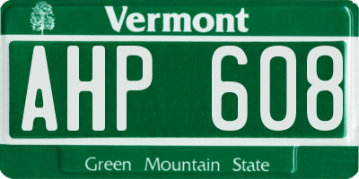 VT license plate AHP608