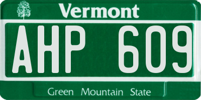 VT license plate AHP609