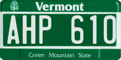 VT license plate AHP610