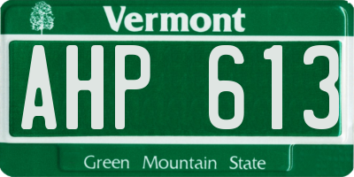 VT license plate AHP613