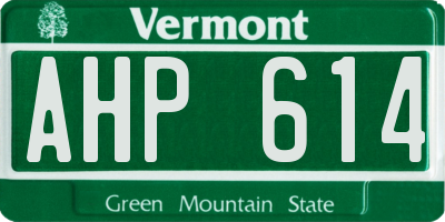 VT license plate AHP614