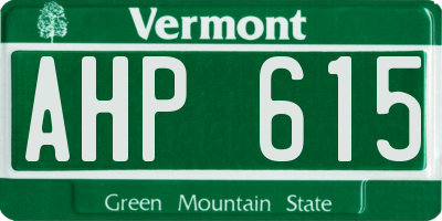 VT license plate AHP615