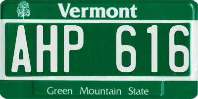 VT license plate AHP616