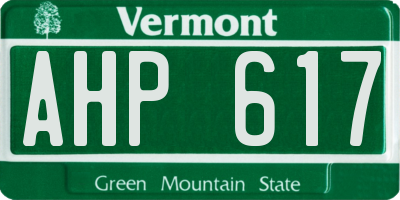 VT license plate AHP617