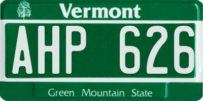 VT license plate AHP626