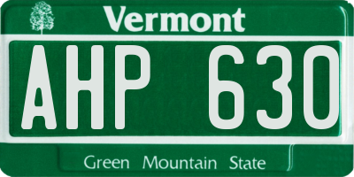 VT license plate AHP630