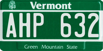 VT license plate AHP632