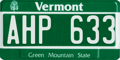 VT license plate AHP633