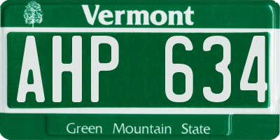 VT license plate AHP634