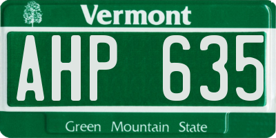 VT license plate AHP635