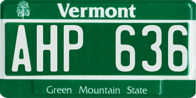 VT license plate AHP636