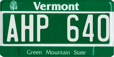 VT license plate AHP640
