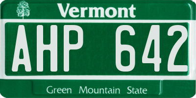 VT license plate AHP642