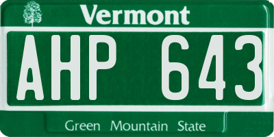 VT license plate AHP643