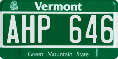 VT license plate AHP646
