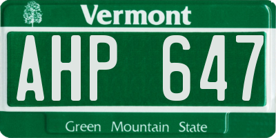 VT license plate AHP647