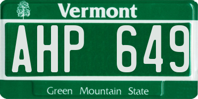 VT license plate AHP649