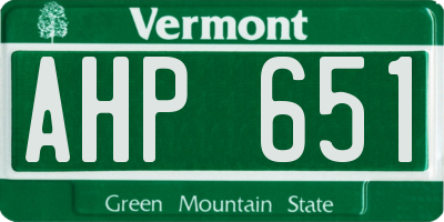 VT license plate AHP651