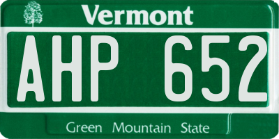 VT license plate AHP652
