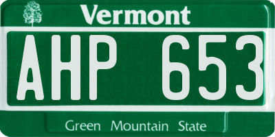 VT license plate AHP653