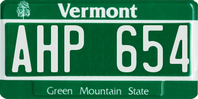 VT license plate AHP654