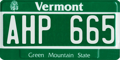 VT license plate AHP665