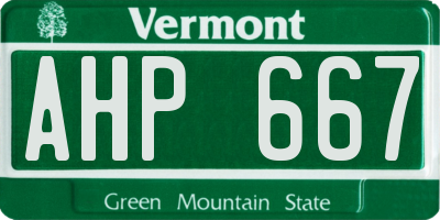 VT license plate AHP667