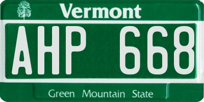 VT license plate AHP668