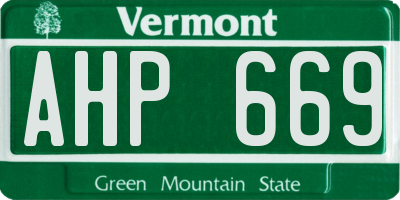 VT license plate AHP669