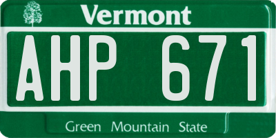 VT license plate AHP671