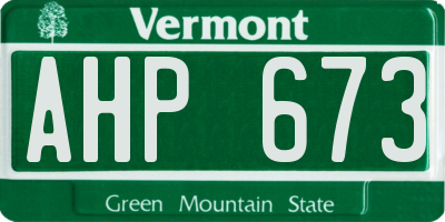 VT license plate AHP673