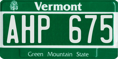 VT license plate AHP675