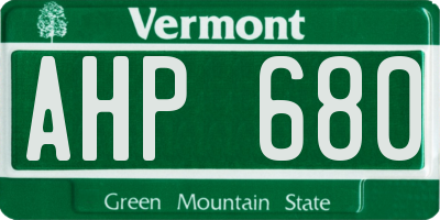 VT license plate AHP680