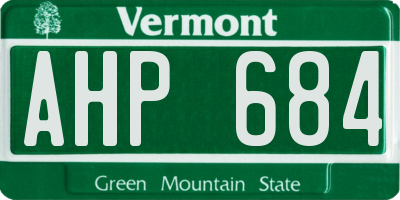 VT license plate AHP684