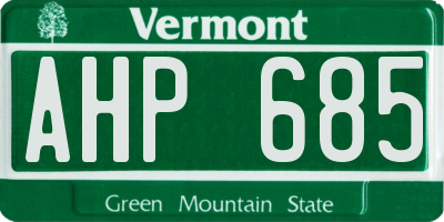 VT license plate AHP685