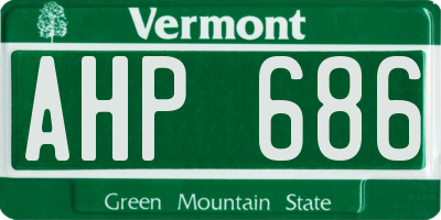 VT license plate AHP686