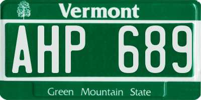 VT license plate AHP689