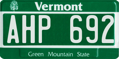 VT license plate AHP692